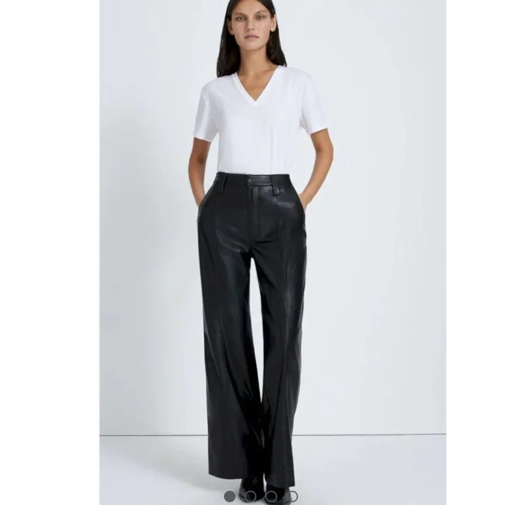 7 For All Mankind Faux Leather Black Trousers Size Medium